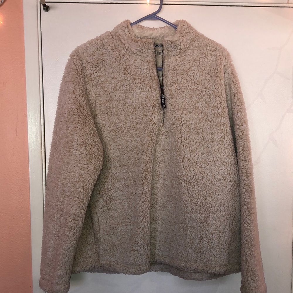Time and Tru white sherpa quarter zip pullover